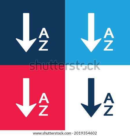 Alphabetical Order blue and red four color minimal icon set