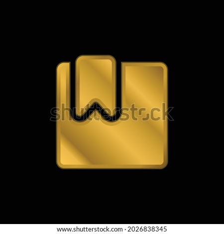 Bookmarked Filled Square gold plated metalic icon or logo vector