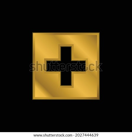 Addthis gold plated metalic icon or logo vector