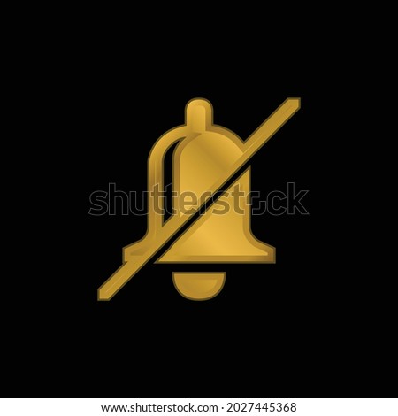 Bell Slash gold plated metalic icon or logo vector
