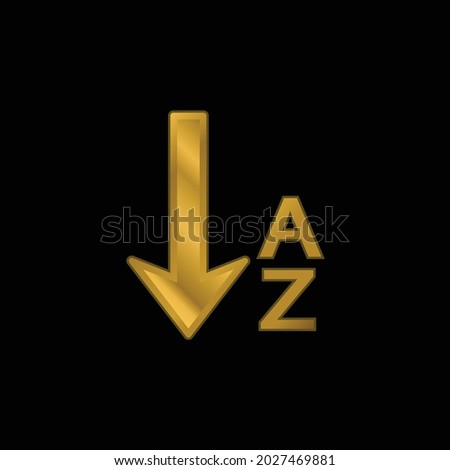 Alphabetical Order gold plated metalic icon or logo vector