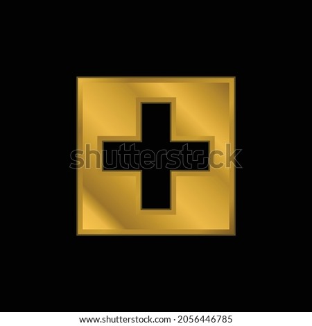 Addthis gold plated metalic icon or logo vector