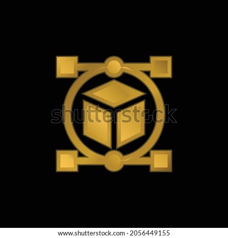 3d gold plated metalic icon or logo vector