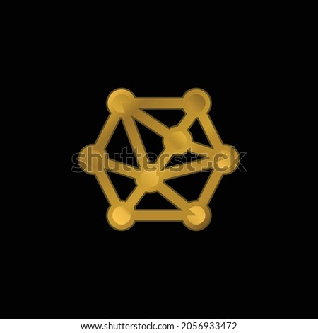 3d Modeling gold plated metalic icon or logo vector