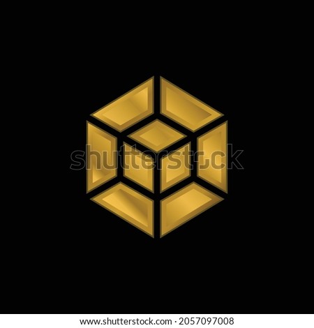 3d Modeling gold plated metalic icon or logo vector