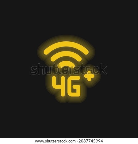4g Plus yellow glowing neon icon