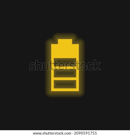 Battery Status With Three Quarters Of The Charge yellow glowing neon icon