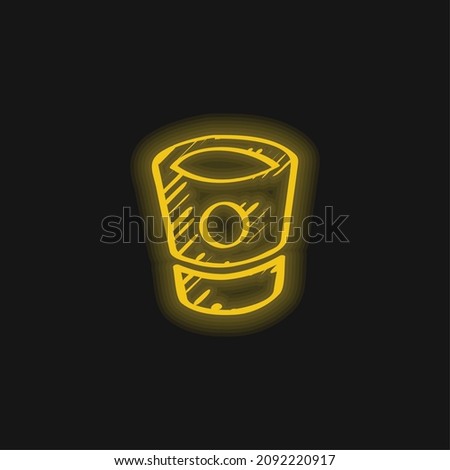 Bitbucket Sketched Social Logo Outline yellow glowing neon icon