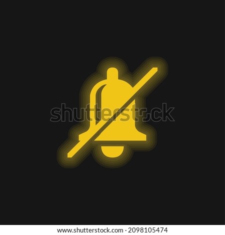 Bell Slash yellow glowing neon icon