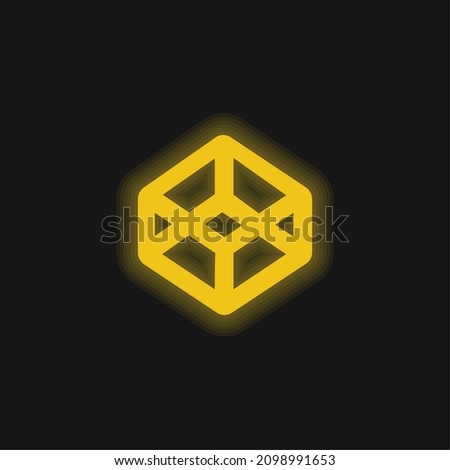 3d Outlined Shape yellow glowing neon icon