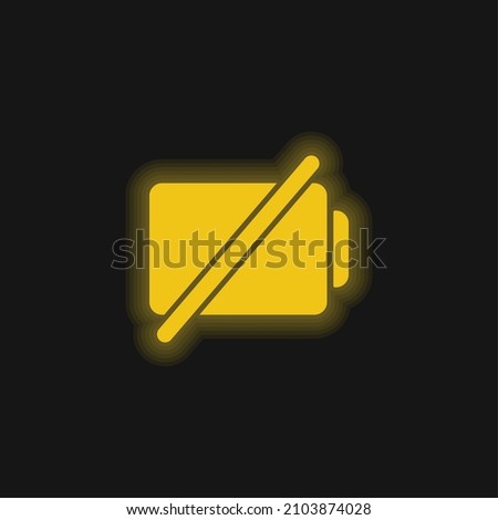 Battery With A Slash yellow glowing neon icon