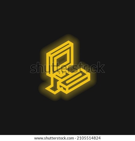 Atari yellow glowing neon icon