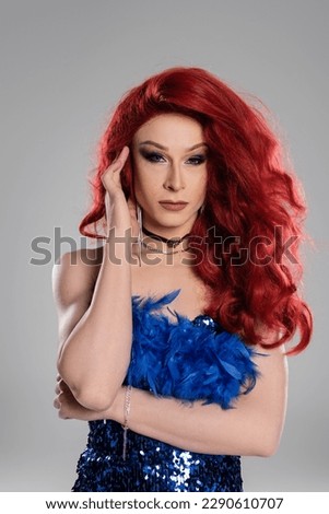 Similar – Image, Stock Photo Stylish drag queen in dress