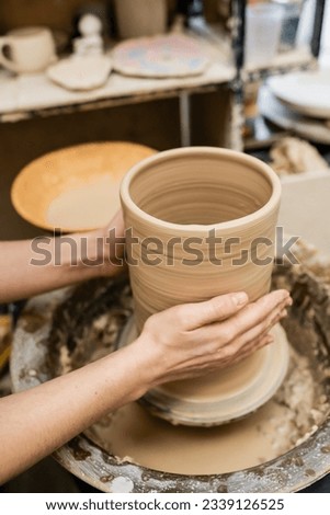 Similar – Foto Bild Kunsthandwerker bei der Herstellung von Tontöpfen