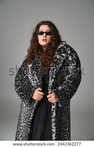 Similar – Image, Stock Photo Young woman in fur coat and lingerie sitting in snowy field