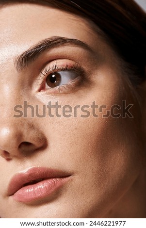 Similar – Image, Stock Photo young caucasian woman with eyes closed relaxing at the beach at sunset. Holidays and relaxation concept