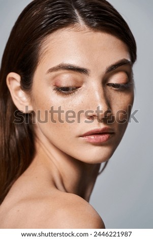 Similar – Image, Stock Photo young caucasian woman with eyes closed relaxing at the beach at sunset. Holidays and relaxation concept