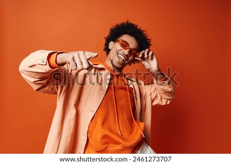 Image, Stock Photo Young man in urban environment smiles into the camera