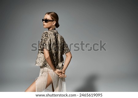 Similar – Image, Stock Photo Stylish woman in sunglasses leaning on building wall