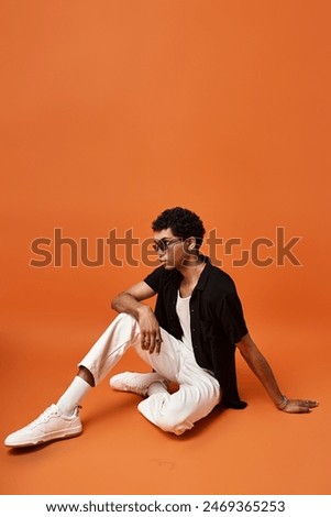 Similar – Image, Stock Photo Calm stylish man in dark studio