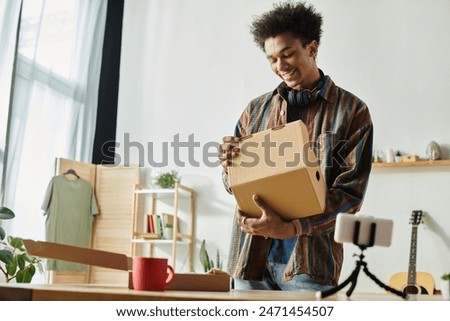 Similar – Image, Stock Photo Handsome Black Man Holding Cup of Wine Smiling Widely Outdoors