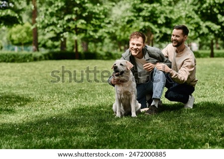 Similar – Image, Stock Photo Gay couple spending time together.