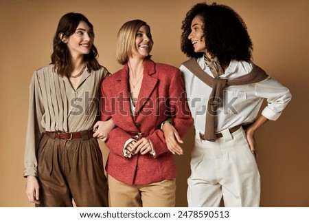 Similar – Image, Stock Photo Confident young ethnic woman walking downstairs on street