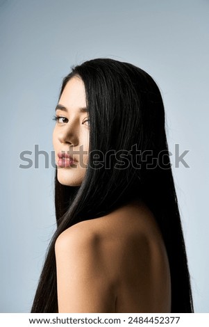 Similar – Image, Stock Photo young long haired woman holding a basket ball against green wall