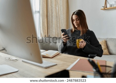 Similar – Image, Stock Photo Young woman with her dog French Bulldog giving him water to refresh after a walk, portrait image. Pet concept. Taking care of the man best friend. Woman taking his dog to a walk during a sunny day