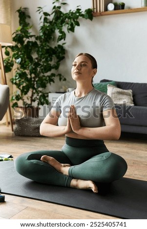 Similar – Image, Stock Photo Sportive woman sitting on sandy beach in asana