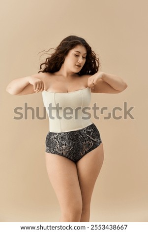 Similar – Image, Stock Photo Alluring model in underwear in studio