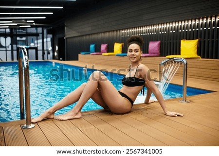 Similar – Image, Stock Photo exercise pool Feminine