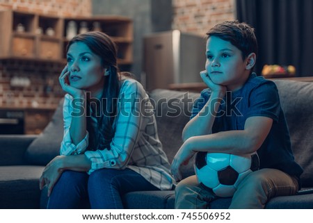 Similar – Image, Stock Photo Little Boy watching Mother on the phone