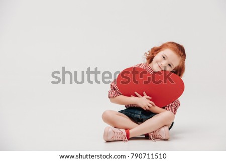 Similar – Image, Stock Photo Cute redhead little girl looking at us and smiling