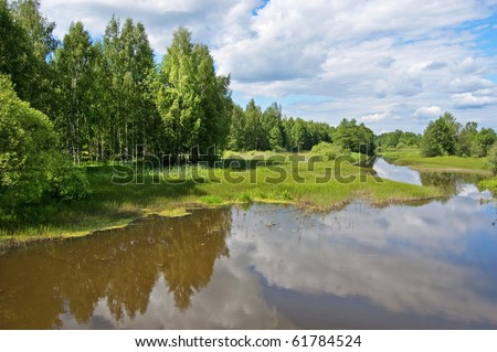 The small river Sherna, Russia