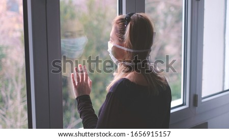 horizontal background woman in isolation at home for virus outbreak or hypochondria .