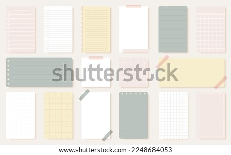 Sheet notepad sticker planner list pastel flat set. Vertical horizontal page torn off notebook spiral pad notebook sticker to do list time planner sequence organization diary cute schedule isolated