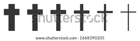 Christian Cross vector icons. Set of Christian Crosses on white background. Vector illustration. Various black Christian Crosses.