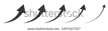 Vector up arrows. Vector illustration. Concept success. Set of rising arrows on white background.