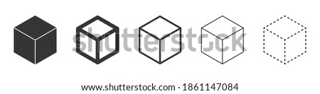 Cube vector icons. Set of Cube symbols on white background. Vector illustration. Various black Cube icons.