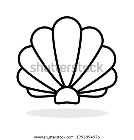 Sea shell icon. Linear pearl shell icon. Vector illustration. Shell vector icon. Black linear sea shell icon