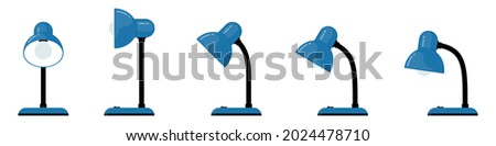 Desk lamp icon. Table lamp in various positions. Vector illustration. Bedside lamp isolated.