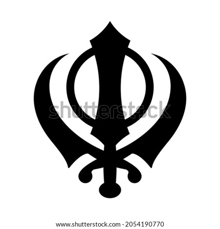 Khanda symbol. Religious symbol of Sikhism. Vector illustration. Black Khanda icon