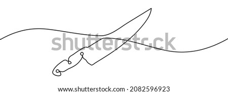 Continuous line drawing of knife. Knife linear icon. One line drawing background. Vector illustration. Knife continuous line icon