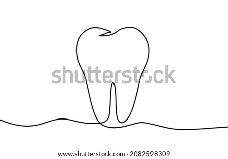 Continuous line drawing of tooth. Tooth line icon. One line drawing background. Vector illustration. Tooth continuous line icon