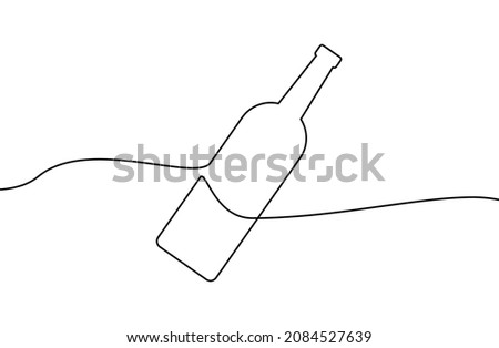 Continuous line drawing of bottle. Wine bottle linear icon. One line drawing background. Vector illustration. Wine bottle continuous line icon