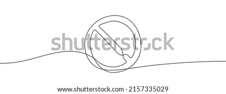 Prohibition sign in one line drawing. One line drawing background. Continuous line drawing of stop sign. Vector illustration.