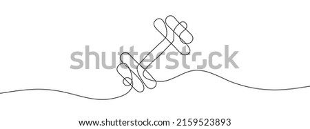 Continuous line drawing of dumbbell. Dumbbell linear icon. One line drawing background. Vector illustration. Dumbbell continuous line icon.