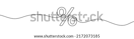 Linear background of percent sign. One continuous line drawing of a percent sign. Vector illustration. Linear percent icon isolated
