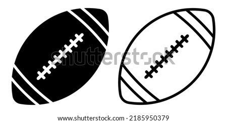 American football ball icon. Rugby ball isolated icon. Black football symbol. Vector illustration.